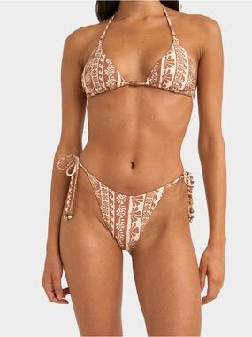 Rhythm Seafarer Tie-Side Bikini Set in Brown Combo